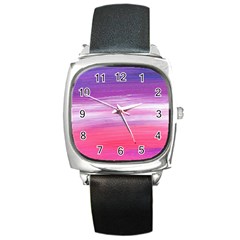 Abstract In Pink & Purple Square Leather Watch