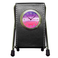 Abstract In Pink & Purple Stationery Holder Clock