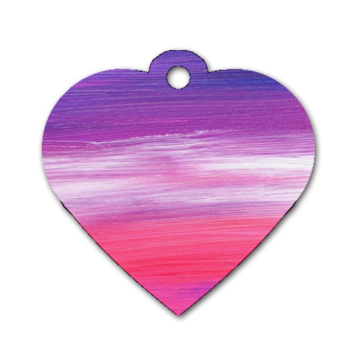 Abstract In Pink & Purple Dog Tag Heart (One Sided) 