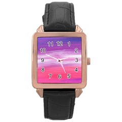 Abstract In Pink & Purple Rose Gold Leather Watch 