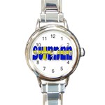 Flag Spells Sweden Round Italian Charm Watch Front