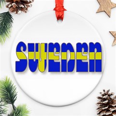 Flag Spells Sweden Round Ornament