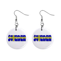 Flag Spells Sweden Mini Button Earrings