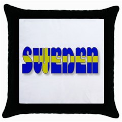 Flag Spells Sweden Black Throw Pillow Case