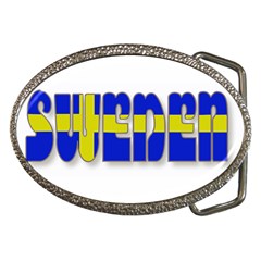 Flag Spells Sweden Belt Buckle (oval)