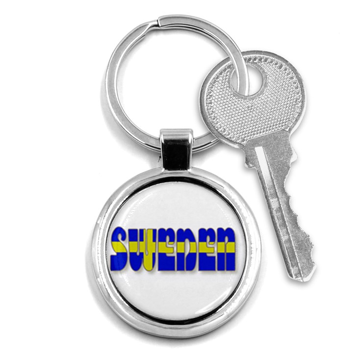 Flag Spells Sweden Key Chain (Round)