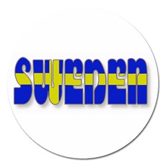 Flag Spells Sweden Magnet 5  (round)