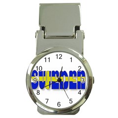 Flag Spells Sweden Money Clip With Watch