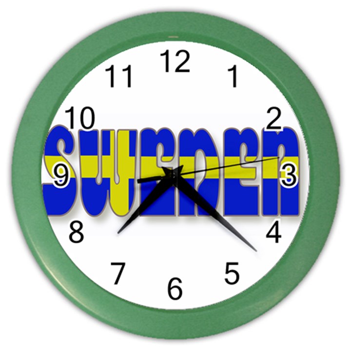 Flag Spells Sweden Wall Clock (Color)