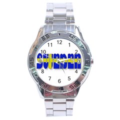 Flag Spells Sweden Stainless Steel Watch