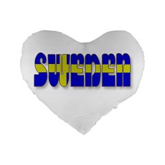 Flag Spells Sweden 16  Premium Heart Shape Cushion  by StuffOrSomething