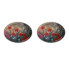 Poppy Garden Cufflinks (oval) by rokinronda