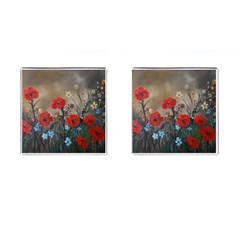 Poppy Garden Cufflinks (square) by rokinronda