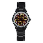 Luxury Futuristic Ornament Sport Metal Watch (Black) Front