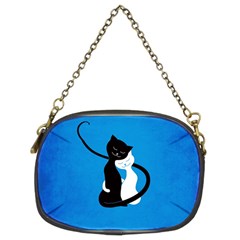 Blue White And Black Cats In Love Chain Purse (two Sided)  by CreaturesStore