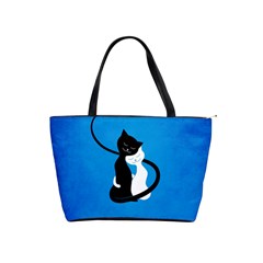 Blue White And Black Cats In Love Large Shoulder Bag by CreaturesStore