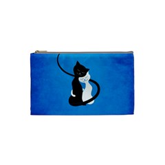 Blue White And Black Cats In Love Cosmetic Bag (small)