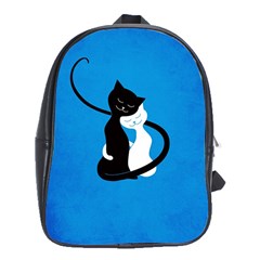 Blue White And Black Cats In Love School Bag (xl) by CreaturesStore