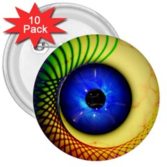 Eerie Psychedelic Eye 3  Button (10 Pack)