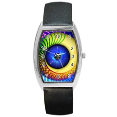 Eerie Psychedelic Eye Tonneau Leather Watch