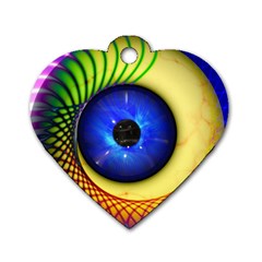 Eerie Psychedelic Eye Dog Tag Heart (one Sided)  by StuffOrSomething