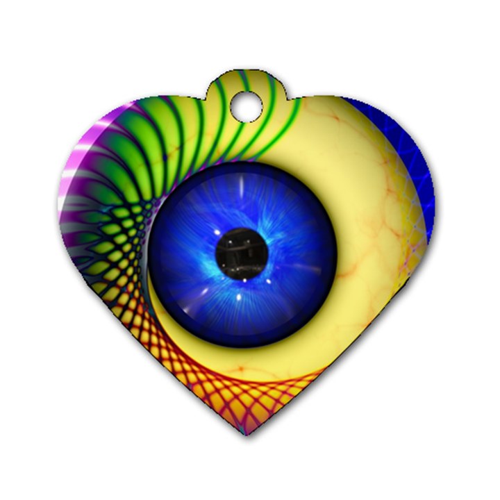 Eerie Psychedelic Eye Dog Tag Heart (Two Sided)