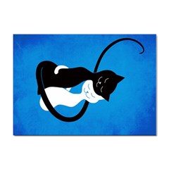 Blue White And Black Cats In Love A4 Sticker 100 Pack by CreaturesStore