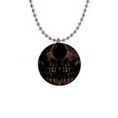 Skull Poster Background Button Necklace by dflcprints