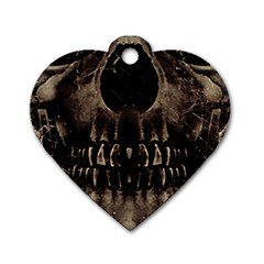 Skull Poster Background Dog Tag Heart (two Sided) by dflcprints