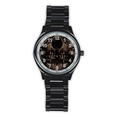 Skull Poster Background Sport Metal Watch (black) by dflcprints