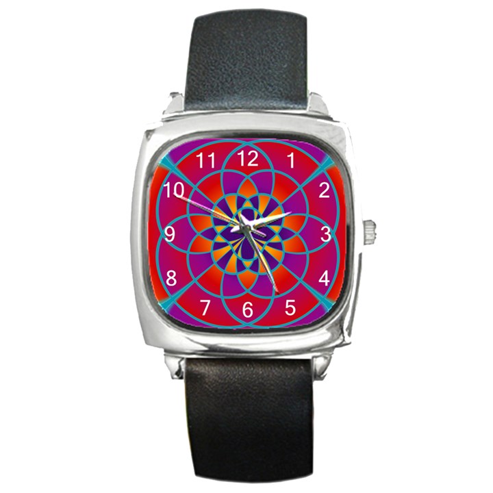 Mandala Square Leather Watch