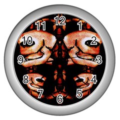 Skull Motif Ornament Wall Clock (silver) by dflcprints