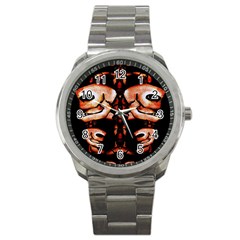 Skull Motif Ornament Sport Metal Watch by dflcprints