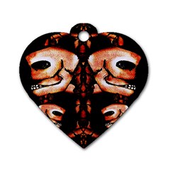 Skull Motif Ornament Dog Tag Heart (one Sided) 