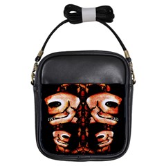 Skull Motif Ornament Girl s Sling Bag