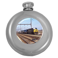 The Circus Train Hip Flask (round) by railroadartandhistory