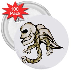 Angel Skull 3  Button (100 Pack)