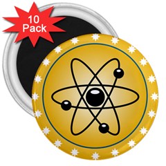 Atom Symbol 3  Button Magnet (10 Pack)