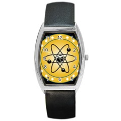 Atom Symbol Tonneau Leather Watch