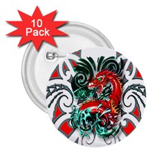 Tribal Dragon 2 25  Button (10 Pack) by TheWowFactor