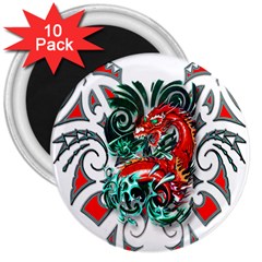 Tribal Dragon 3  Button Magnet (10 Pack) by TheWowFactor