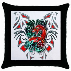 Tribal Dragon Black Throw Pillow Case by TheWowFactor