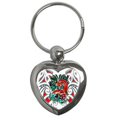 Tribal Dragon Key Chain (heart) by TheWowFactor