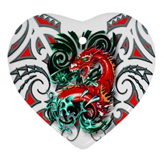 Tribal Dragon Heart Ornament (two Sides)