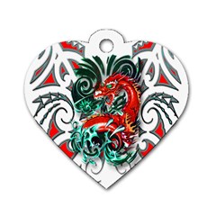 Tribal Dragon Dog Tag Heart (two Sided)