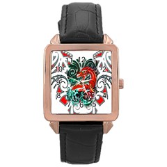 Tribal Dragon Rose Gold Leather Watch  by TheWowFactor