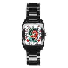 Tribal Dragon Stainless Steel Barrel Watch