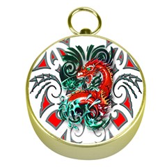 Tribal Dragon Gold Compass