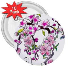 Cherry Bloom Spring 3  Button (10 Pack)