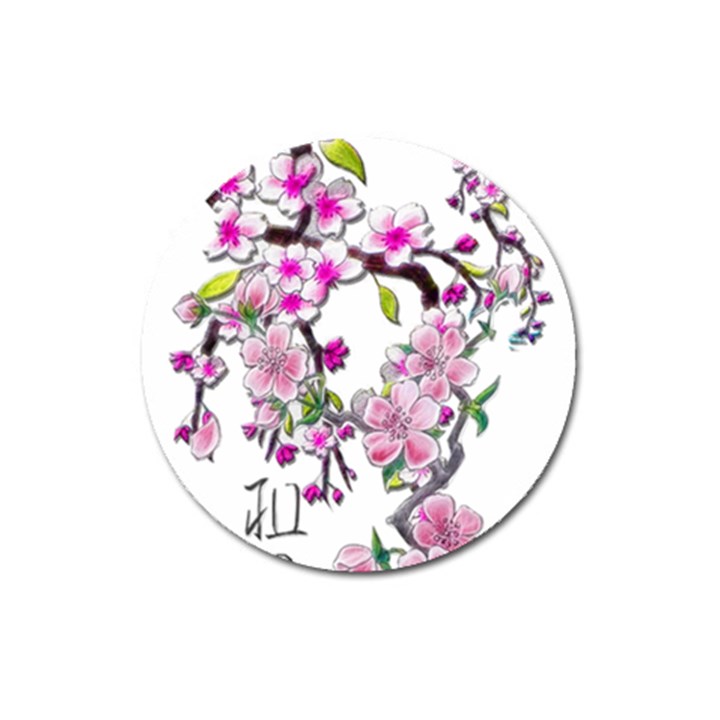 Cherry Bloom Spring Magnet 3  (Round)